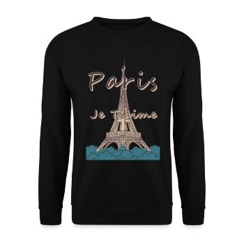Paris Je Taime Eiffelturm Pariser Frankreich - Unisex Pullover - Schwarz - Vorne - Alina (178cm) & Michal (187cm)
