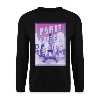Paris Tour Eiffel Souvenir France Souvenir - Sweat-shirt Unisexe - noir - Devant - Alina (178cm) & Michal (187cm)