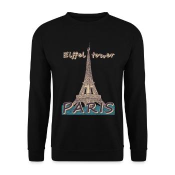 Eiffel Tower in Paris France Parisian souvenir - Unisex Sweatshirt - black - Front - Alina (178cm) & Michal (187cm)