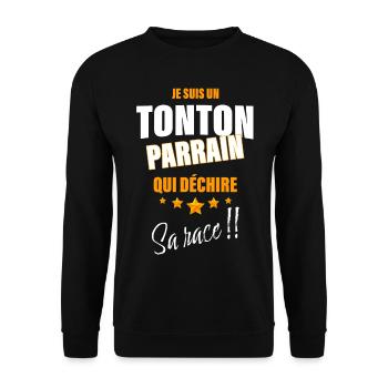 Tonton Parrain Le Mien C'est le meilleure - Sweat-shirt Unisexe - noir - Devant - Alina (178cm) & Michal (187cm)
