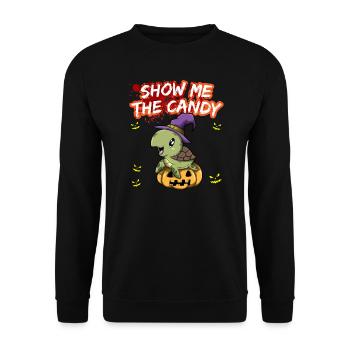 Montrez-moi le truc ou la friandise du costume d’Halloween - Sweat-shirt Unisexe - noir - Devant - Alina (178cm) & Michal (187cm)