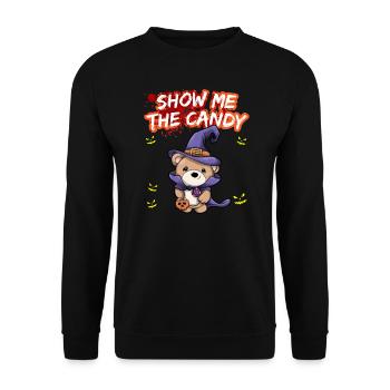 Show Me The Candy Halloween Costume Trick Or Treat - Unisex Sweatshirt - black - Front - Alina (178cm) & Michal (187cm)