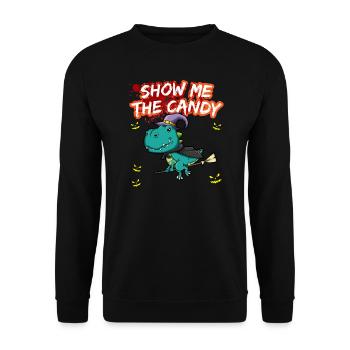 Show Me The Candy Halloween Costume Trick Or Treat - Unisex Sweatshirt - black - Front - Alina (178cm) & Michal (187cm)