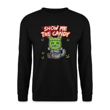Show Me The Candy Halloween Costume Trick Or Treat - Unisex Sweatshirt - black - Front - Alina (178cm) & Michal (187cm)