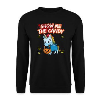 Montrez-moi le truc ou la friandise du costume d’Halloween - Sweat-shirt Unisexe - noir - Devant - Alina (178cm) & Michal (187cm)