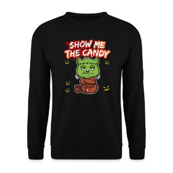 Show Me The Candy Halloween Costume Trick Or Treat - Unisex Sweatshirt - black - Front - Alina (178cm) & Michal (187cm)