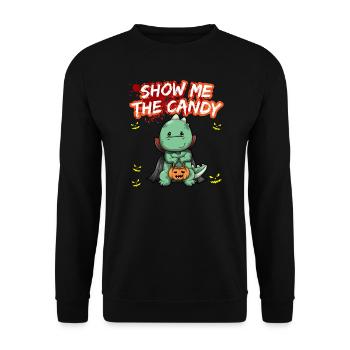 Show Me The Candy Halloween Costume Trick Or Treat - Unisex Sweatshirt - black - Front - Alina (178cm) & Michal (187cm)
