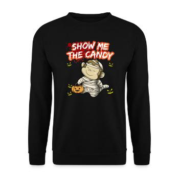 Montrez-moi le truc ou la friandise du costume d’Halloween - Sweat-shirt Unisexe - noir - Devant - Alina (178cm) & Michal (187cm)