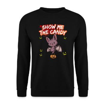 Show Me The Candy Halloween Costume Trick Or Treat - Unisex Sweatshirt - black - Front - Alina (178cm) & Michal (187cm)