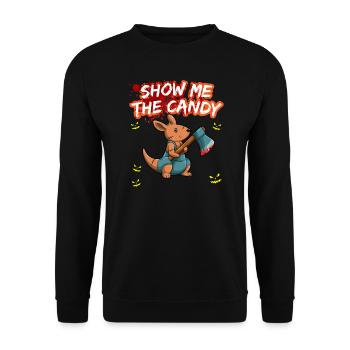 Show Me The Candy Halloween Costume Trick Or Treat - Unisex Sweatshirt - black - Front - Alina (178cm) & Michal (187cm)