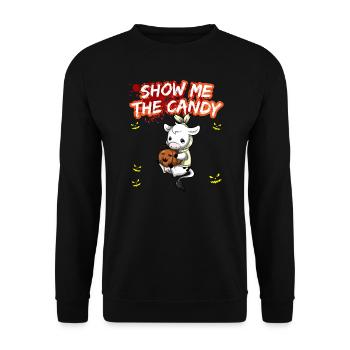 Show Me The Candy Halloween Costume Trick Or Treat - Unisex Sweatshirt - black - Front - Alina (178cm) & Michal (187cm)