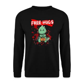 Free Hugs Halloween Sarcasm Scary Creepy Costume - Unisex Pullover - Schwarz - Vorne - Alina (178cm) & Michal (187cm)