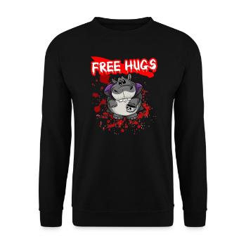 Free Hugs Halloween Sarcasm Scary Creepy Costume - Unisex Pullover - Schwarz - Vorne - Alina (178cm) & Michal (187cm)
