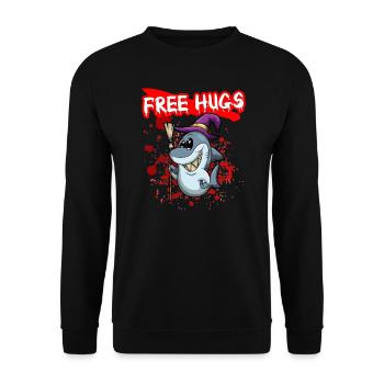 Free Hugs Halloween Sarcasm Scary Creepy Costume - Unisex Pullover - Schwarz - Vorne - Alina (178cm) & Michal (187cm)