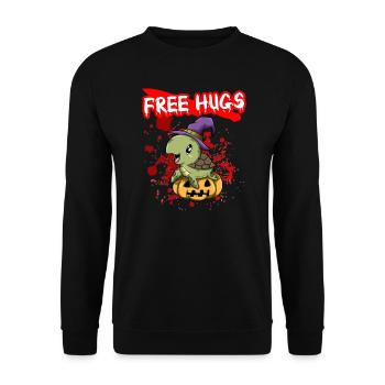 Free Hugs Halloween Sarcasm Scary Creepy Costume - Unisex Pullover - Schwarz - Vorne - Alina (178cm) & Michal (187cm)