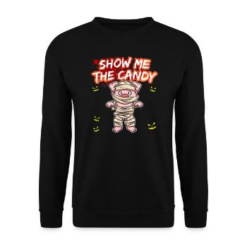 Show Me The Candy Halloween Costume Trick Or Treat - Unisex Sweatshirt - black - Front - Alina (178cm) & Michal (187cm)