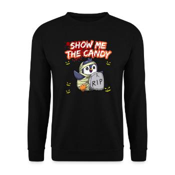 Show Me The Candy Halloween Costume Trick Or Treat - Unisex Sweatshirt - black - Front - Alina (178cm) & Michal (187cm)