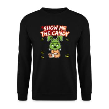 Show Me The Candy Halloween Costume Trick Or Treat - Unisex Sweatshirt - black - Front - Alina (178cm) & Michal (187cm)