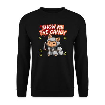 Show Me The Candy Halloween Costume Trick Or Treat - Unisex Sweatshirt - black - Front - Alina (178cm) & Michal (187cm)