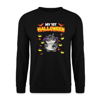 Mon premier anniversaire d’Halloween Scary Hallow’s Eve - Sweat-shirt Unisexe - noir - Devant - Alina (178cm) & Michal (187cm)