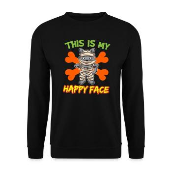 C’est mon visage heureux drôle de monstre d’Halloween - Sweat-shirt Unisexe - noir - Devant - Alina (178cm) & Michal (187cm)