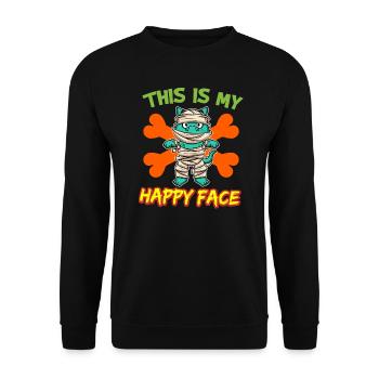 C’est mon visage heureux drôle de monstre d’Halloween - Sweat-shirt Unisexe - noir - Devant - Alina (178cm) & Michal (187cm)