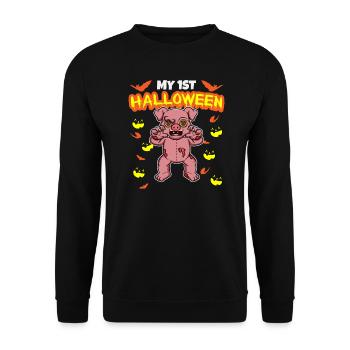 Mon premier anniversaire d’Halloween Scary Hallow’s Eve - Sweat-shirt Unisexe - noir - Devant - Alina (178cm) & Michal (187cm)