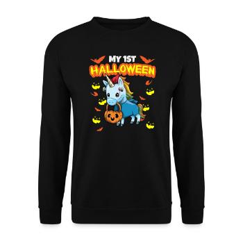 Mon premier anniversaire d’Halloween Scary Hallow’s Eve - Sweat-shirt Unisexe - noir - Devant - Alina (178cm) & Michal (187cm)