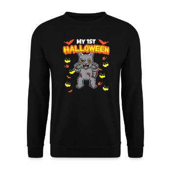Mon premier anniversaire d’Halloween Scary Hallow’s Eve - Sweat-shirt Unisexe - noir - Devant - Alina (178cm) & Michal (187cm)