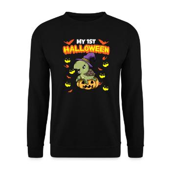 My First Halloween Scary Hallow's Eve Birthday - Unisex Sweatshirt - black - Front - Alina (178cm) & Michal (187cm)