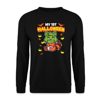 Mon premier anniversaire d’Halloween Scary Hallow’s Eve - Sweat-shirt Unisexe - noir - Devant - Alina (178cm) & Michal (187cm)