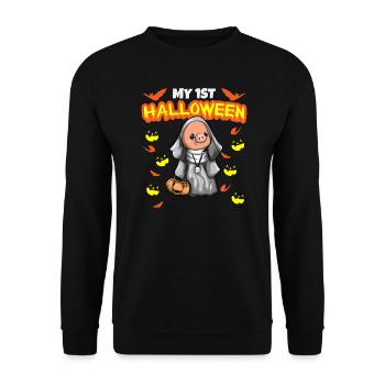 My First Halloween Scary Hallow's Eve Birthday - Unisex Sweatshirt - black - Front - Alina (178cm) & Michal (187cm)
