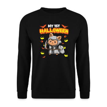 Mon premier anniversaire d’Halloween Scary Hallow’s Eve - Sweat-shirt Unisexe - noir - Devant - Alina (178cm) & Michal (187cm)