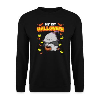 My First Halloween Scary Hallow's Eve Birthday - Unisex Pullover - Schwarz - Vorne - Alina (178cm) & Michal (187cm)