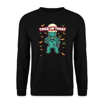 Trick Or Treat Scary Creepy Halloween Monster - Unisex Pullover - Schwarz - Vorne - Alina (178cm) & Michal (187cm)