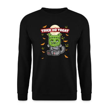 Trick Or Treat Scary Creepy Halloween Monster - Unisex Pullover - Schwarz - Vorne - Alina (178cm) & Michal (187cm)
