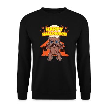 Happy Halloween Scary Funny Hallow's Eve Costume - Unisex Sweatshirt - black - Front - Alina (178cm) & Michal (187cm)