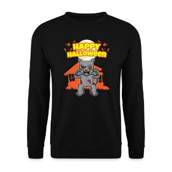 Happy Halloween Scary Funny Hallow's Eve Costume - Unisex Sweatshirt - black - Front - Alina (178cm) & Michal (187cm)