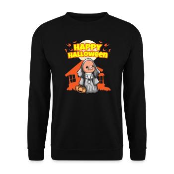 Happy Halloween Scary Funny Hallow's Eve Costume - Unisex Sweatshirt - black - Front - Alina (178cm) & Michal (187cm)
