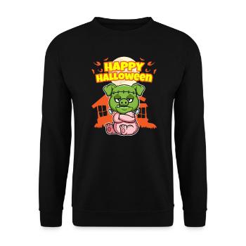 Happy Halloween Scary Funny Hallow's Eve Costume - Unisex Sweatshirt - black - Front - Alina (178cm) & Michal (187cm)