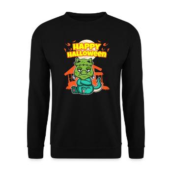 Happy Halloween Scary Funny Hallow's Eve Costume - Unisex Sweatshirt - black - Front - Alina (178cm) & Michal (187cm)