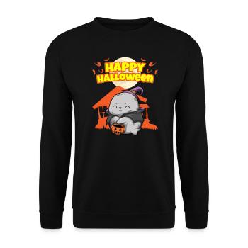 Happy Halloween Scary Funny Hallow's Eve Costume - Unisex Sweatshirt - black - Front - Alina (178cm) & Michal (187cm)