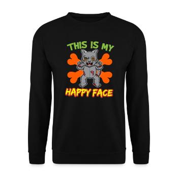 C’est mon visage heureux drôle de monstre d’Halloween - Sweat-shirt Unisexe - noir - Devant - Alina (178cm) & Michal (187cm)