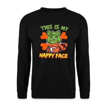 C’est mon visage heureux drôle de monstre d’Halloween - Sweat-shirt Unisexe - noir - Devant - Alina (178cm) & Michal (187cm)
