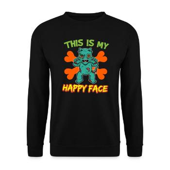 C’est mon visage heureux drôle de monstre d’Halloween - Sweat-shirt Unisexe - noir - Devant - Alina (178cm) & Michal (187cm)