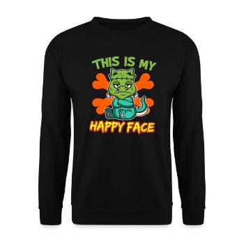C’est mon visage heureux drôle de monstre d’Halloween - Sweat-shirt Unisexe - noir - Devant - Alina (178cm) & Michal (187cm)