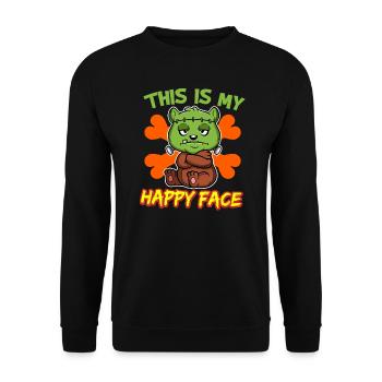 C’est mon visage heureux drôle de monstre d’Halloween - Sweat-shirt Unisexe - noir - Devant - Alina (178cm) & Michal (187cm)