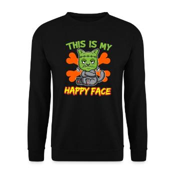 C’est mon visage heureux drôle de monstre d’Halloween - Sweat-shirt Unisexe - noir - Devant - Alina (178cm) & Michal (187cm)