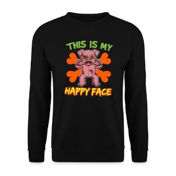 C’est mon visage heureux drôle de monstre d’Halloween - Sweat-shirt Unisexe - noir - Devant - Alina (178cm) & Michal (187cm)