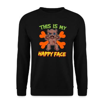 C’est mon visage heureux drôle de monstre d’Halloween - Sweat-shirt Unisexe - noir - Devant - Alina (178cm) & Michal (187cm)